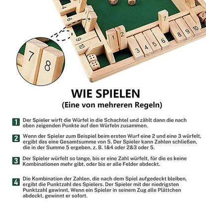 🎲🎲 SHUT THE BOX – Holzwürfel-Brettspiel