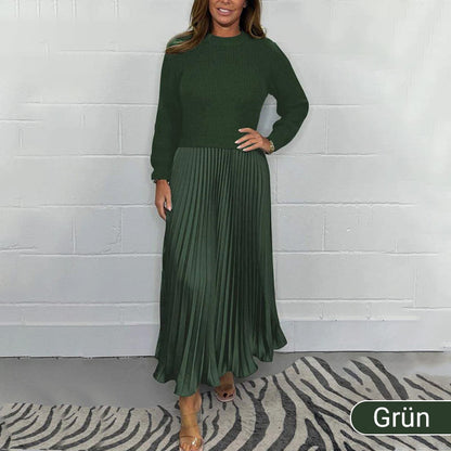 🍂50 % Rabatt-Aktion🍂Stilvolles und elegantes Kleid mit Rundhalsausschnitt und Falten für Damen