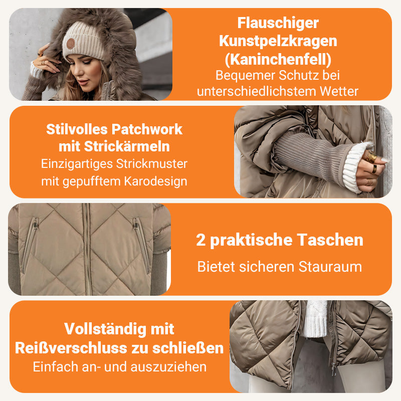 ❄️Winterschlussverkauf – 50% RABATT❄️Damen Midi-Parka mit Strickärmeln