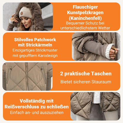 ❄️Winterschlussverkauf – 50% RABATT❄️Damen Midi-Parka mit Strickärmeln