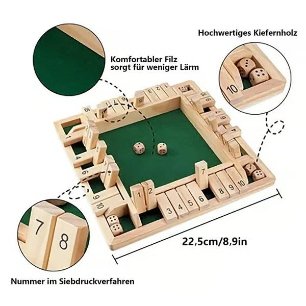 🎲🎲 SHUT THE BOX – Holzwürfel-Brettspiel