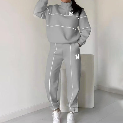 Lässiges Sweatshirt 2-teiliges Set mit Linie
