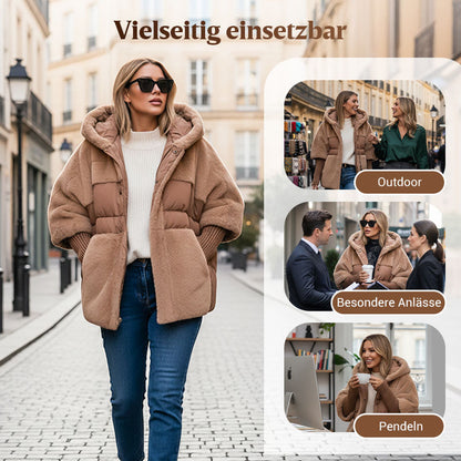 🔥Damen Oversized Pufferjacke mit Kapuze im Patchwork-Design🔥
