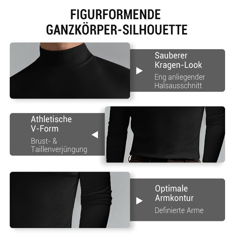 Slim Fit Langarm-T-Shirt für Herren mit Stehkragen