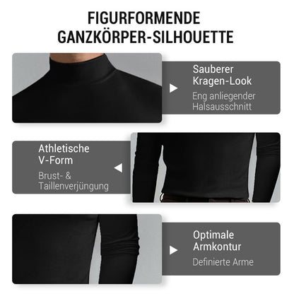 Slim Fit Langarm-T-Shirt für Herren mit Stehkragen