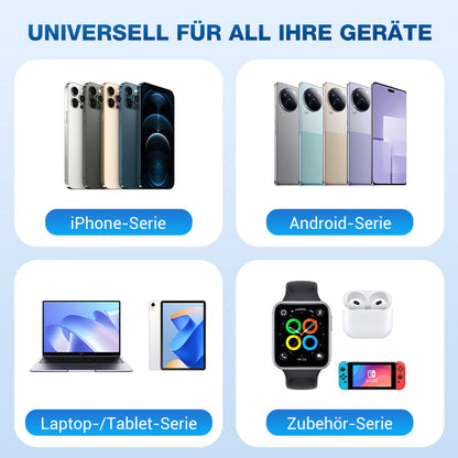 USB-C Schnellladestation mit einziehbarem Kabel – Universell einsetzbar