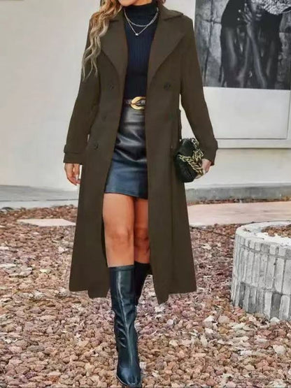 Langer warmer Mantel mit Doppelreihe für Damen