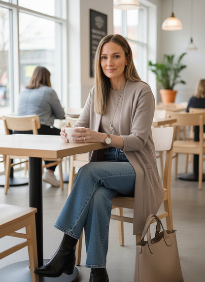 ⏳Zeitlich begrenztes Sonderangebot⏰ Elegantes 3-teiliges Set bestehend aus langem Cardigan, Oberteil und Hose💞