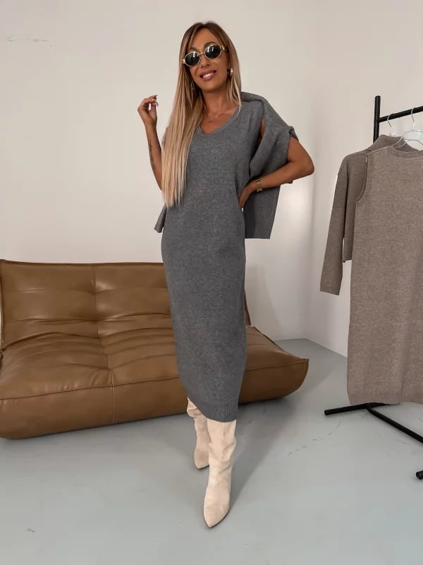 💕Heißer Verkauf  50% Rabatt💕Midikleid und Rollkragenpullover im Set