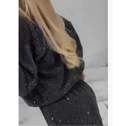 🎅Early Xmas Sales🎄Sequined Loose Fit Top und Wide Leg Pants (2-teiliges Set)