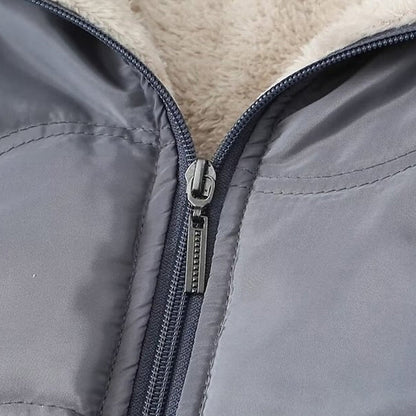 Warme Jacke mit Kapuze und Reißverschluss für Frauen