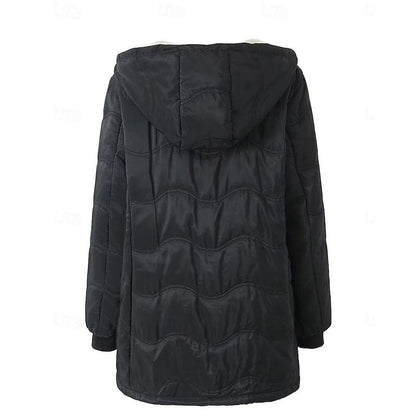Warme Jacke mit Kapuze und Reißverschluss für Frauen