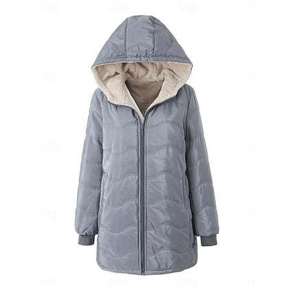 Warme Jacke mit Kapuze und Reißverschluss für Frauen