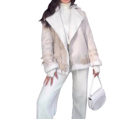 🧥✨Giacca in pelle con finta pelle di agnello da donna