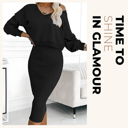 🌸HEISSER VERKAUF 50% RABATT🌸Zweiteiliges Damen-Set aus ärmellosem Kleid und lockerem Pullover mit V-Ausschnitt