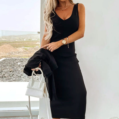 🌸HEISSER VERKAUF 50% RABATT🌸Zweiteiliges Damen-Set aus ärmellosem Kleid und lockerem Pullover mit V-Ausschnitt