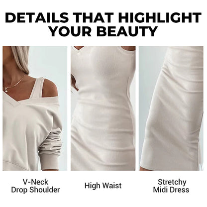 🌸HEISSER VERKAUF 50% RABATT🌸Zweiteiliges Damen-Set aus ärmellosem Kleid und lockerem Pullover mit V-Ausschnitt