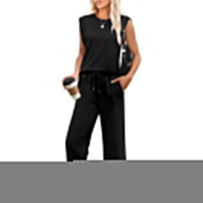 🌺2025 Neu eingetroffen🌺2025 Neue Frauen Casual Cap Sleeve Top Wide Leg Crop Pants Zweiteilige Sets