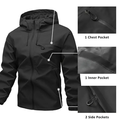 Einfarbige Outdoor-Sportjacke für Herren