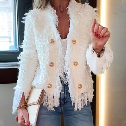 💗LETZTER TAG AKTION - 50% RABATT💗Herbstliche Eleganz: Damen Kurzjacke mit Quasten und Zierknöpfen für alle Anlässe 🍂
