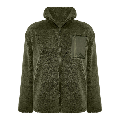 Damen warme Jacke mit Reißverschluss und Brusttasche