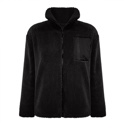 Damen warme Jacke mit Reißverschluss und Brusttasche