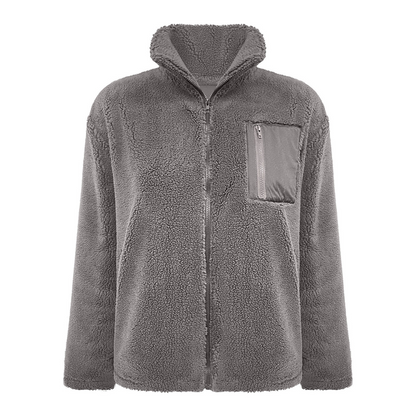 Damen warme Jacke mit Reißverschluss und Brusttasche