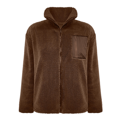 Damen warme Jacke mit Reißverschluss und Brusttasche