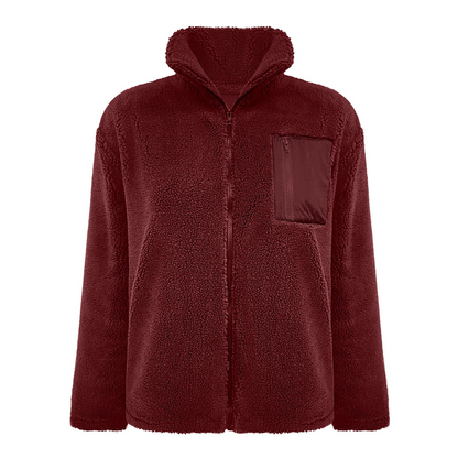 Damen warme Jacke mit Reißverschluss und Brusttasche