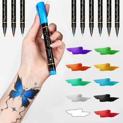 💥Set temporärer Tattoo-Marker – 10-farbige Körperkunststifte🌈