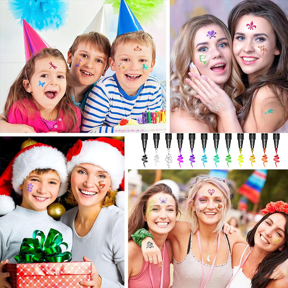 💥Set temporärer Tattoo-Marker – 10-farbige Körperkunststifte🌈