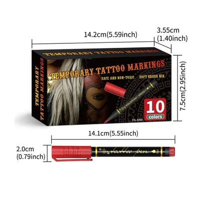 💥Set temporärer Tattoo-Marker – 10-farbige Körperkunststifte🌈