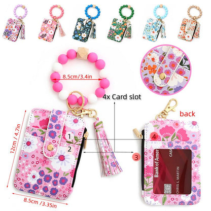 🎁Weihnachts-Sonderangebote🎄Kartentasche im Boho-Stil für Damen mit Perlenarmband und Quasten-Schlüsselanhänger