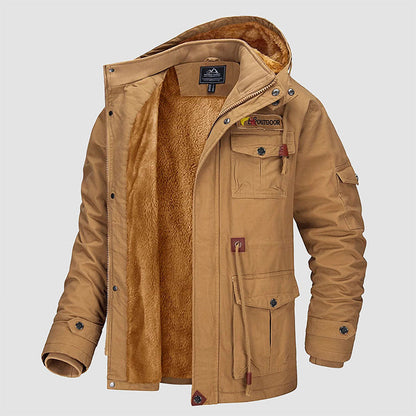 🔥 LETZTER TAG AKTION - 50 % RABATT 🔥 Herren-Winterkapuzenjacke aus Baumwolle mit Militärstil und Kordelzug - Komfort und Stil vereint