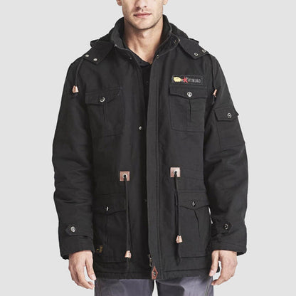 🔥 LETZTER TAG AKTION - 50 % RABATT 🔥 Herren-Winterkapuzenjacke aus Baumwolle mit Militärstil und Kordelzug - Komfort und Stil vereint