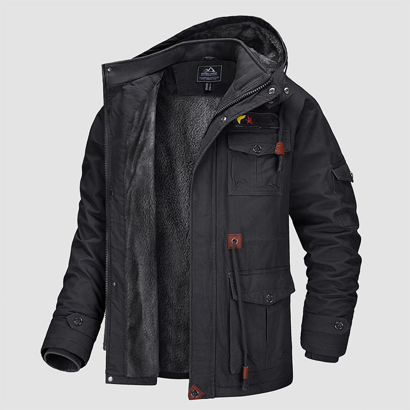 🔥 LETZTER TAG AKTION - 50 % RABATT 🔥 Herren-Winterkapuzenjacke aus Baumwolle mit Militärstil und Kordelzug - Komfort und Stil vereint