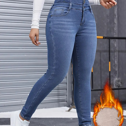 Modische, warme Damen-Jeans im lässigen Stil