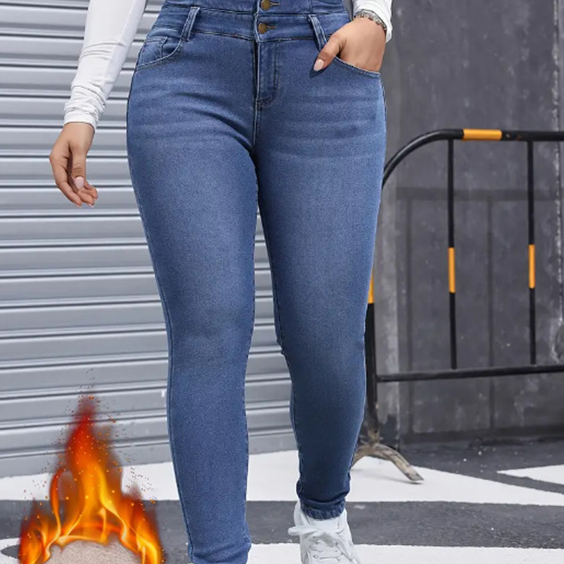 Modische, warme Damen-Jeans im lässigen Stil