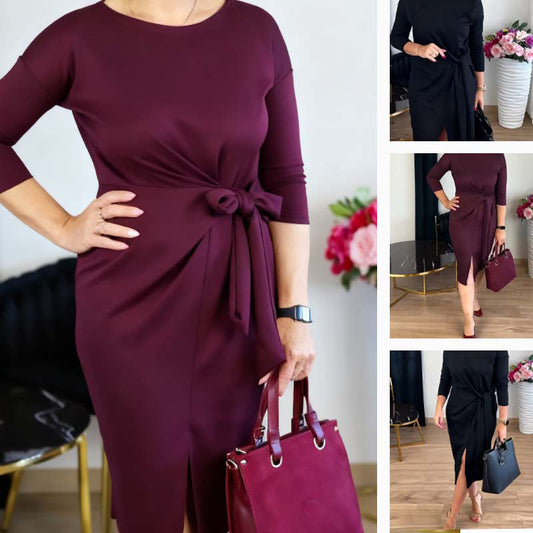Elegantes Midikleid für Damen mit Knotendetail und Schlitz