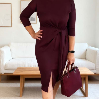 Elegantes Midikleid für Damen mit Knotendetail und Schlitz