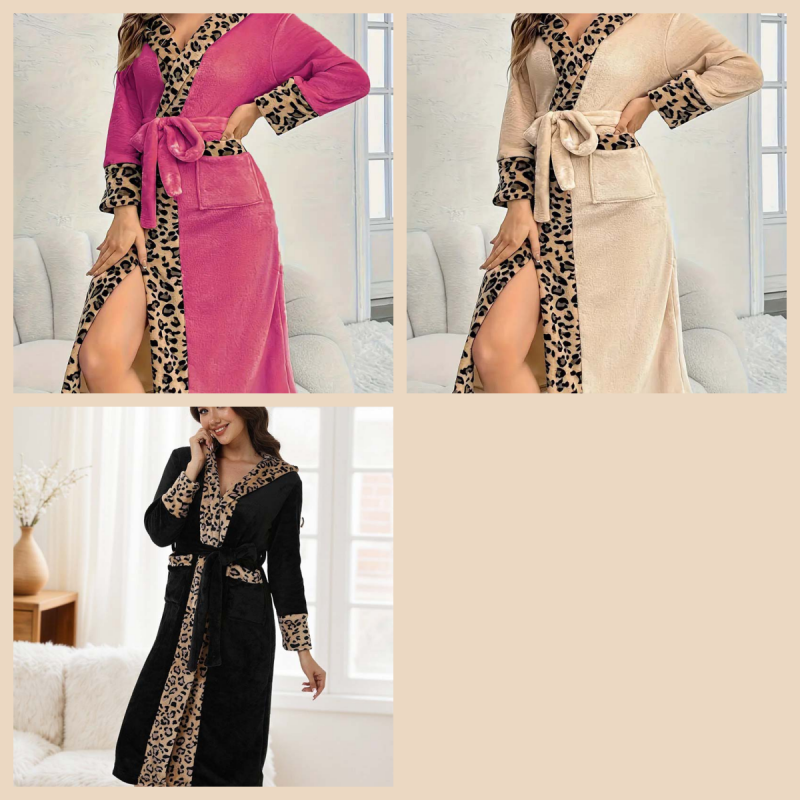 🎅Christmas offers 49% discount🎁🎄Cozy women's bathing dress with hood and leopard print
