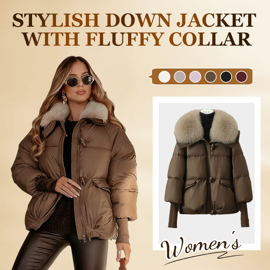 💖 💖Zeitlich begrenztes Angebot – 50 % Rabatt💥💥Damenmodischer Kurzer Daunenjacke Mit Flauschigem Kragen