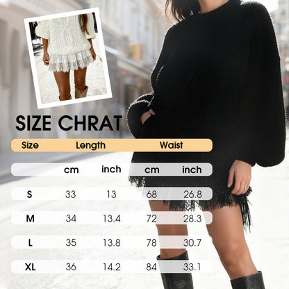 Modischer plissierter Minirock mit Spitzenbesatz