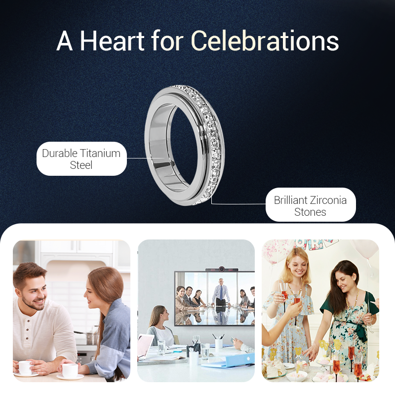 🔥Solange der Vorrat reicht 40 % Rabatt!🎉Drehbarer Spinner-Ring aus Titanstahl mit Zirkonia